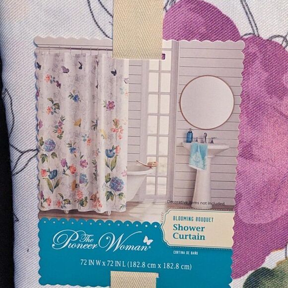 The Pioneer Woman Blooming Bouquet Floral Embroidered Cotton-Rich Shower Curtain - Picture 3 of 11